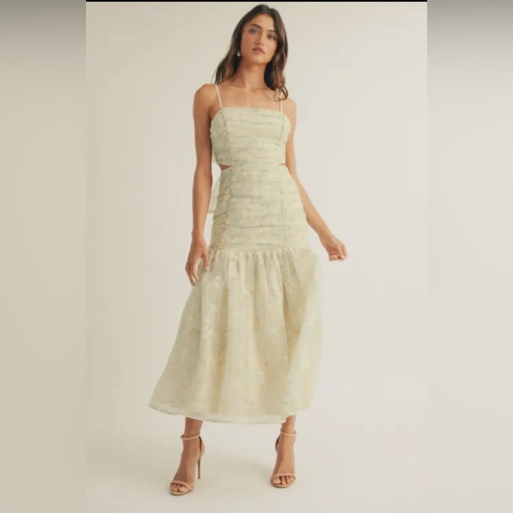 Just Me Cream Midi Dress